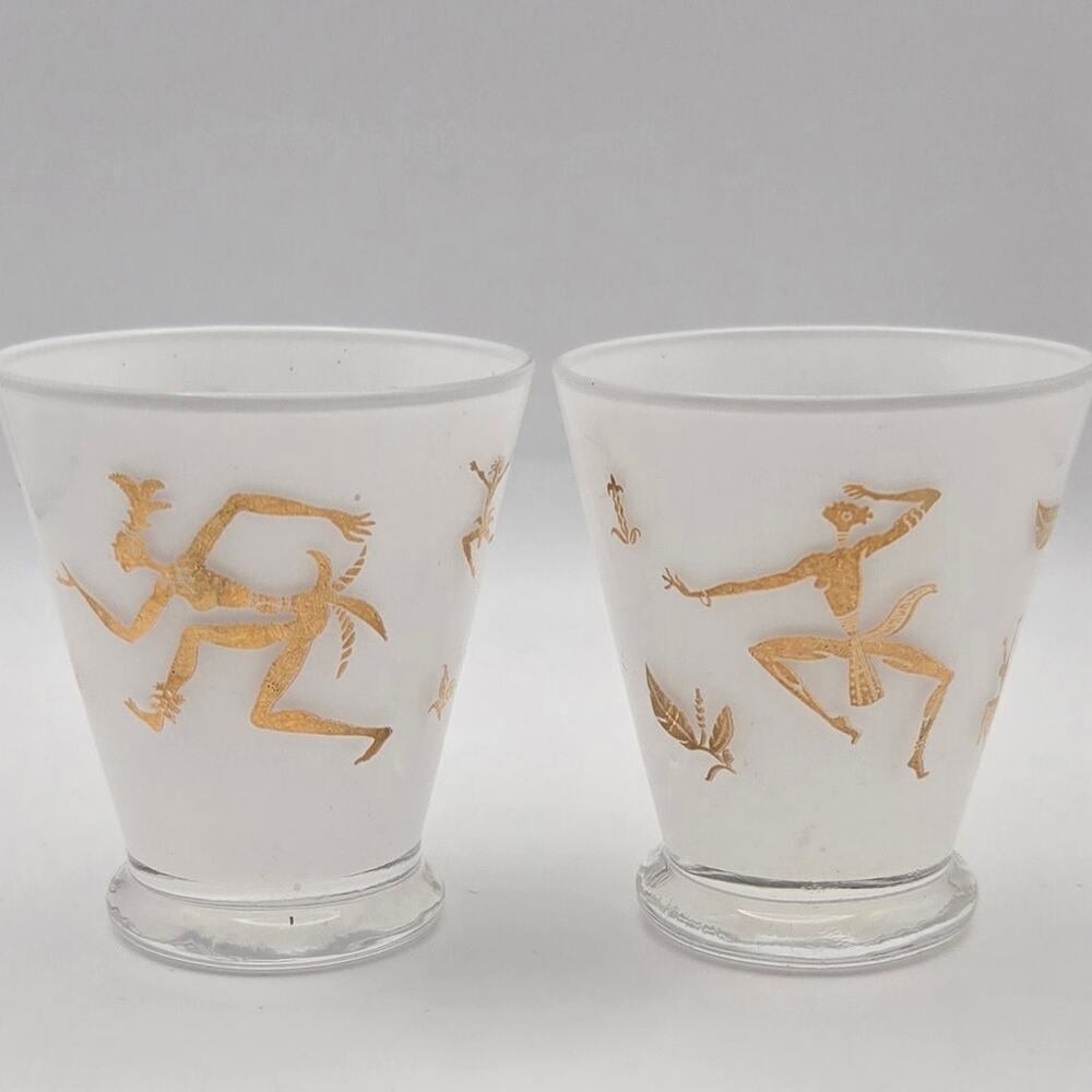 Josephine Baker Art Decor Set of Two Shot White Frosted Glasses - Picture 2 of 6